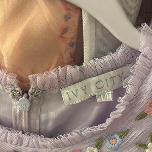 Ivy City Co Purple Ruffled Sundress with Crew Neck for Bride